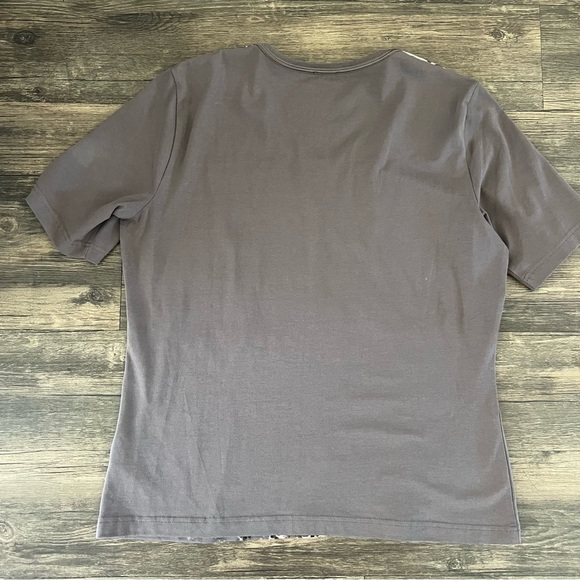 Gerry Weber Short Sleeves Brown Sequined Fitted Top Tee Shirt Sweetheart Neck L - Picture 9 of 12
